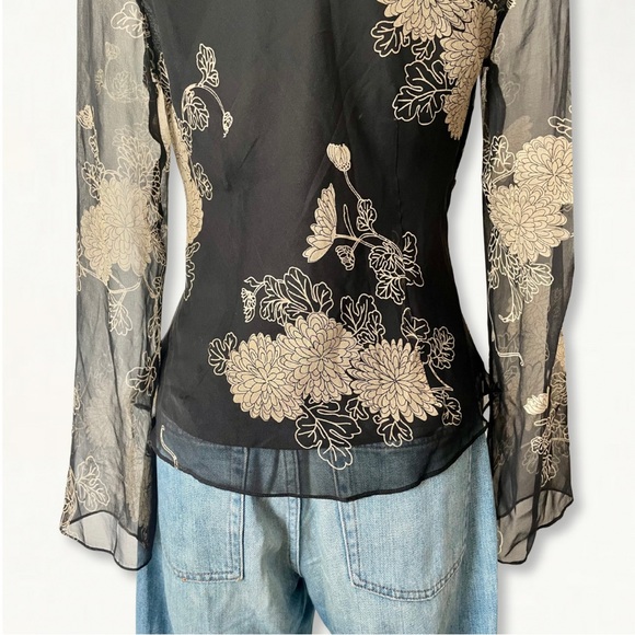 NWT Vintage 90s Y2K Ice Sheer Floral Chiffon Romantic Flowy Top Size 6 - Picture 9 of 11